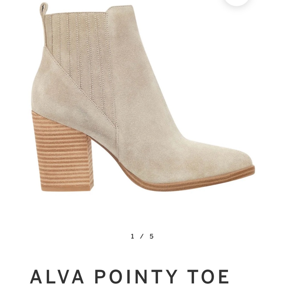 Marc Fisher Alva Pointy Toe Ankle Boots - Beige